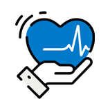 Icono de un corazón en la mano.